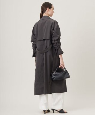 ICB L 【撥水加工】メモリーストレッチタフタ トレンチコート チャコール系