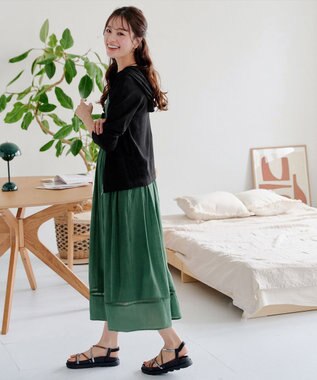 Tiaclasse 【洗える】はしごレースワンピース グリーン