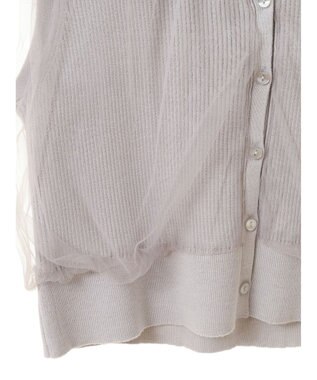 earth music&ecology チュールドッキングノースリカーディガン Light Gray