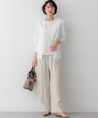 23区 レーヨンポリエステルストレッチ Vネック カーディガン ホワイト系