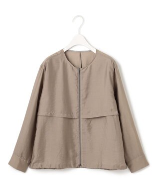 ICB 【接触冷感・速乾・洗える】 リヨセルナイロンワッシャー ノーカラーブルゾン クリームブラウン系