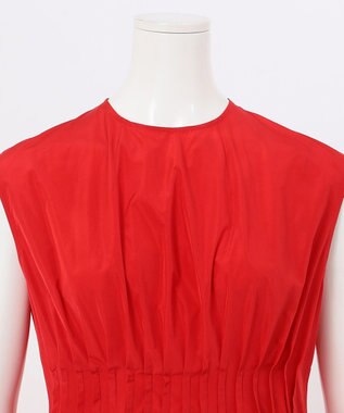 23区 L 【エステータ】シャイニータフタ ピンタック ワンピース レッド系