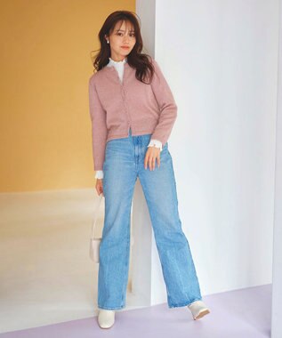 Feroux 【洗える】スタンドネックブラウス ホワイト系