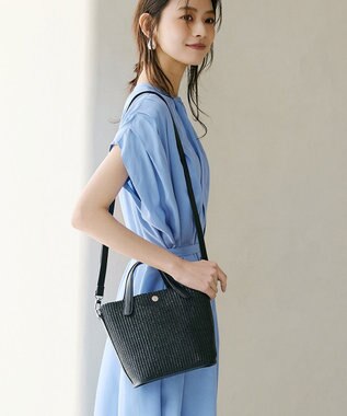 TOPKAPI 【Breath TOPKAPI】レザーハンドル ショルダー付き トート カゴバッグ ブラック