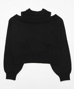 WEGO オープンショルダーナンバリングニット ブラック