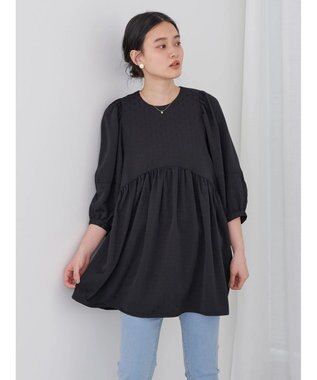 AMERICAN HOLIC ドットジャガード袖ボリュームチュニック Black