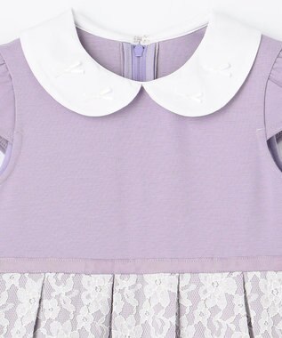 ANY KIDS 襟付きレースボンディングワンピース ラベンダー