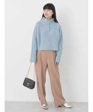 earth music&ecology フワフワＭＩＸハイネックショートニット Light Blue