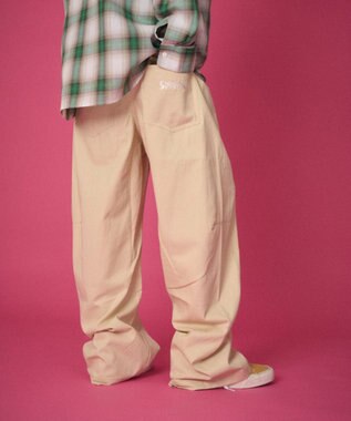 WEGO 【ユニセックス着用ITEM】ステッチカラーチノパンツ ベージュ