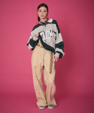 WEGO 【ユニセックス着用ITEM】ステッチカラーチノパンツ ベージュ