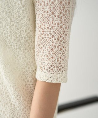 earth music&ecology ストレッチレース襟付シャツ Off White