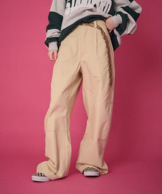 WEGO 【ユニセックス着用ITEM】ステッチカラーチノパンツ ベージュ