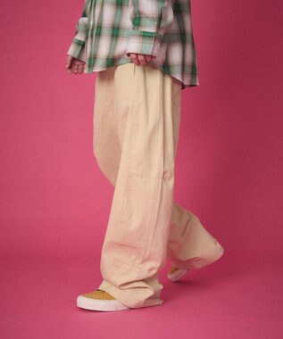 WEGO 【ユニセックス着用ITEM】ステッチカラーチノパンツ ベージュ