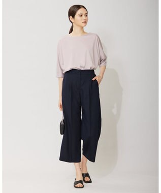 ICB 【WEB限定カラーあり】FluidBackSatin ワイドクロップドパンツ ネイビー系