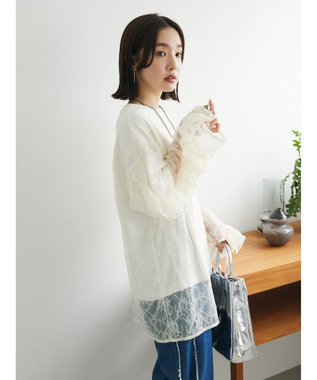 Green Parks ・ＡＮＤ　ＳＥＡＲＣＨ　レーシーラッフルスリーブチュニック Ivory