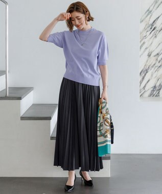 23区 【先行予約】セミマットフリゼ リラクシー ニット Tシャツ ライラック系