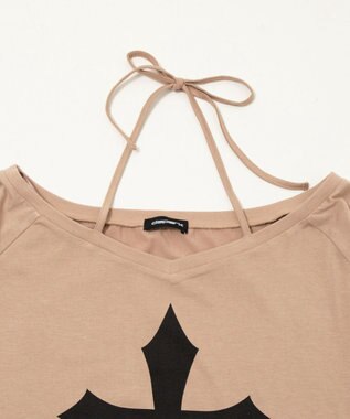 WEGO オフショルダークロスロゴトップ ベージュ