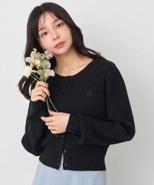 earth music&ecology ミニケーブルコンパクトカーディガン Black