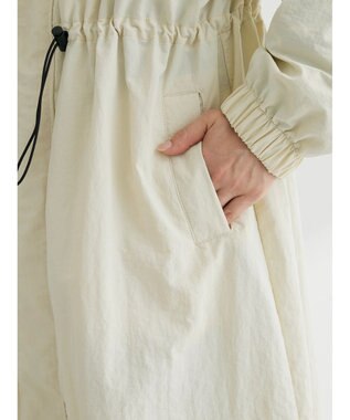 Green Parks フーデットロングコート Ecru