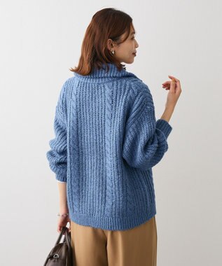 Green Parks 衿付きケーブルｚｉｐカーディガン Blue