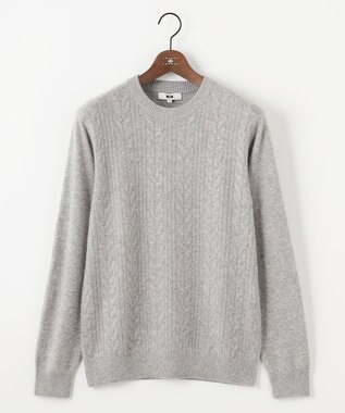 JOSEPH ABBOUD 【暖か・軽量】カシミヤブレンド クルーネック ニット ライトグレー系