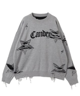 WEGO 【ユニセックス着用ITEM】ダメージジャガードニットプルオーバー グレー