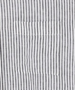 23区 【WEB限定カラーあり/洗える】LIBECO バンドカラー ビッグシルエット シャツ ネイビーストライプ