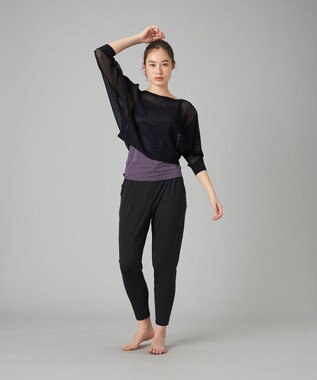 Chacott Chacott BALANCE【ノーソイングニット】７分袖メッシュニットＴシャツ ブラック