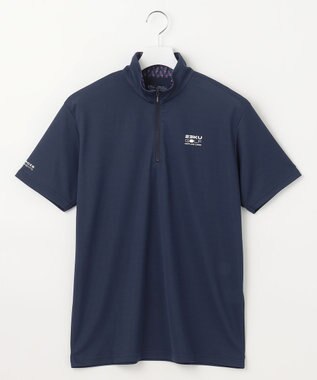23区GOLF 【MEN】【接触冷感・UVケア・吸水速乾】ハーフジップ 無地ポロシャツ ネイビー系
