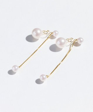Phoebe ロングバックモチーフイヤリング　パール ホワイト