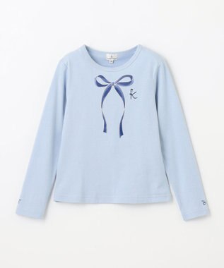 組曲 KIDS 【110-140cm】リボンアート Tシャツ サックスブルー系