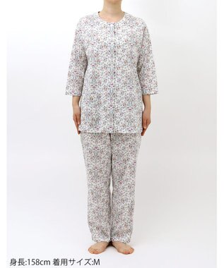 WACOAL ワコール_リラックス＆スリープ パジャマ 7分袖 長袖 長ズボン 綿100%(本体) ミントン レディース NDT256 /ワコール アイボリー