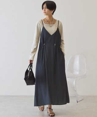 AMERICAN HOLIC サイドシャーリングVネックドットキャミワンピース Gray