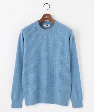 JOSEPH ABBOUD 【暖か・軽量】カシミヤブレンド クルーネック ニット ターコイズブルー系