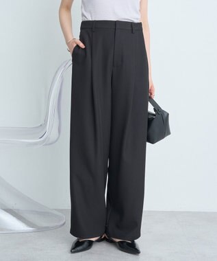 earth music&ecology タックストレートパンツ Black