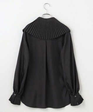 #Newans 【シワになりにくい/洗濯機可能】プリーツカラーブラウス ブラック