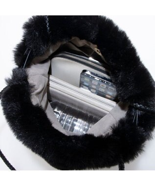 UNBILLION カシュカシュ cachecache / ロングハンドルエコファー巾着トート ブラック