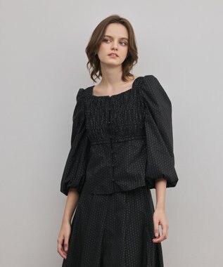 GRACE CONTINENTAL ラメドットタフタジャガードトップ