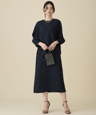 自由区 L 【セットアップ対応】ワッシャーカットジャカード ブラウス ミッドナイト