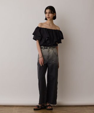 GRACE CONTINENTAL サス付zipデニムパンツ ブラック