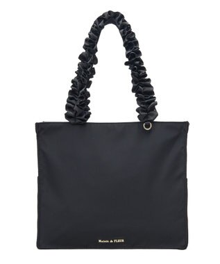 Maison de FLEUR サイドポケットフリルハンドルスクエアトートバッグ Black