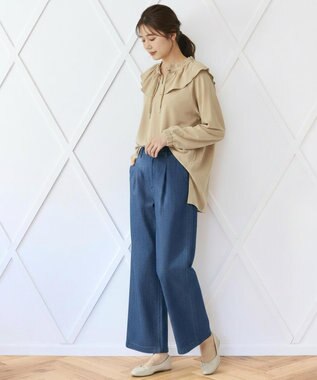 Feroux ラッシュガード ケープギャザー ブラウス ベージュ系