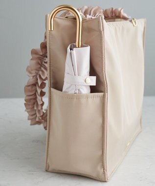 Maison de FLEUR サイドポケットフリルハンドルスクエアトートバッグ Grayish Pink