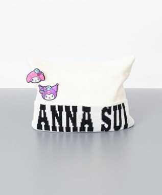 AURORA 【 ANNA SUI（アナ スイ）】マイメロディ&クロミ 刺しゅうブローチ付きネコ耳ニットワッチ オフホワイト