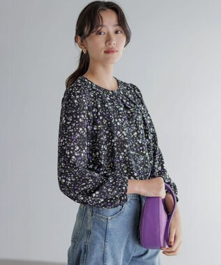 組曲 S プティフラワープリント ブラウス ブラック系5