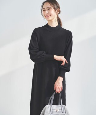 ANY SIS 【洗える】バスケット編み切替えニット ワンピース ブラック