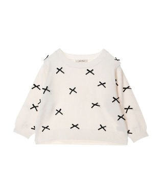Green Parks ・ＡＮＤ　ＳＥＡＲＣＨ　メニーリボン５分袖ニット Off White