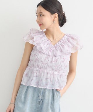 earth music&ecology ダブルフリルノースリブラウス