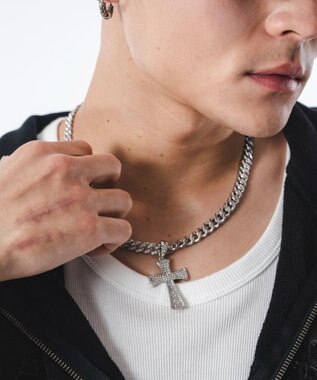 WEGO Mモチーフラインストーンネックレス