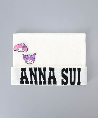 AURORA 【 ANNA SUI（アナ スイ）】マイメロディ&クロミ 刺しゅうブローチ付きネコ耳ニットワッチ オフホワイト